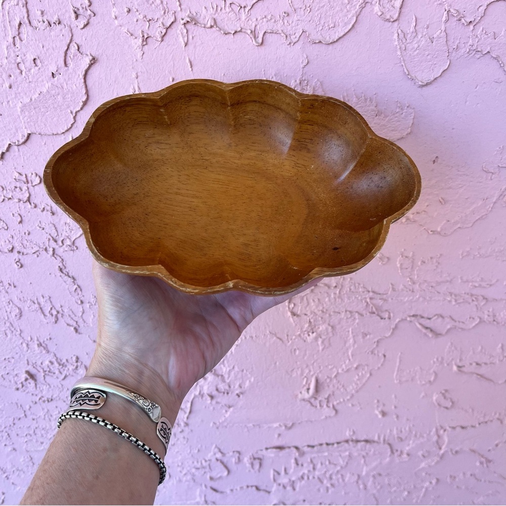 Small Vintage Wood Dish Monkey Pod Teak Wood MCM Boho